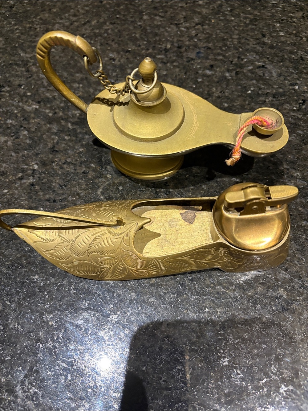 Antique-Style Brass Oil Lamp Decorative Accent - Gold